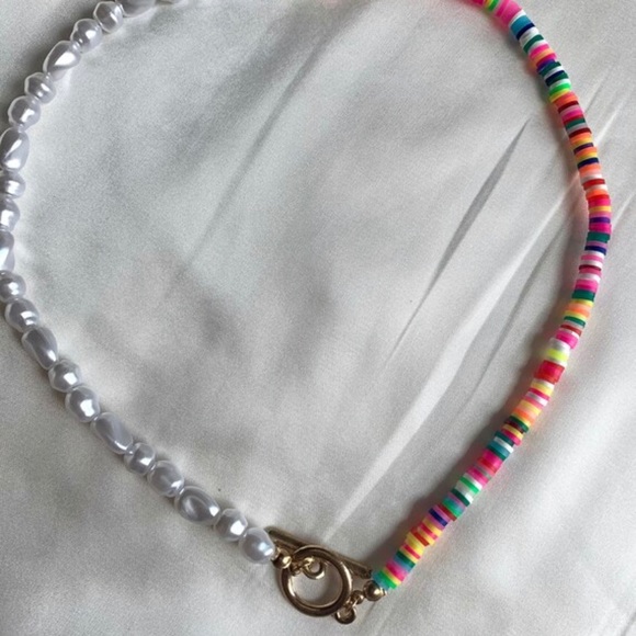Faux Pearl & Clay Beaded Necklace - Picture 1 of 1